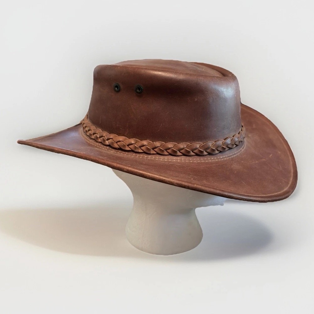 Jackaroo Leather Hat M/L Braided Band Made in Australia Bush Hat Cowboy - Picture 4 of 10